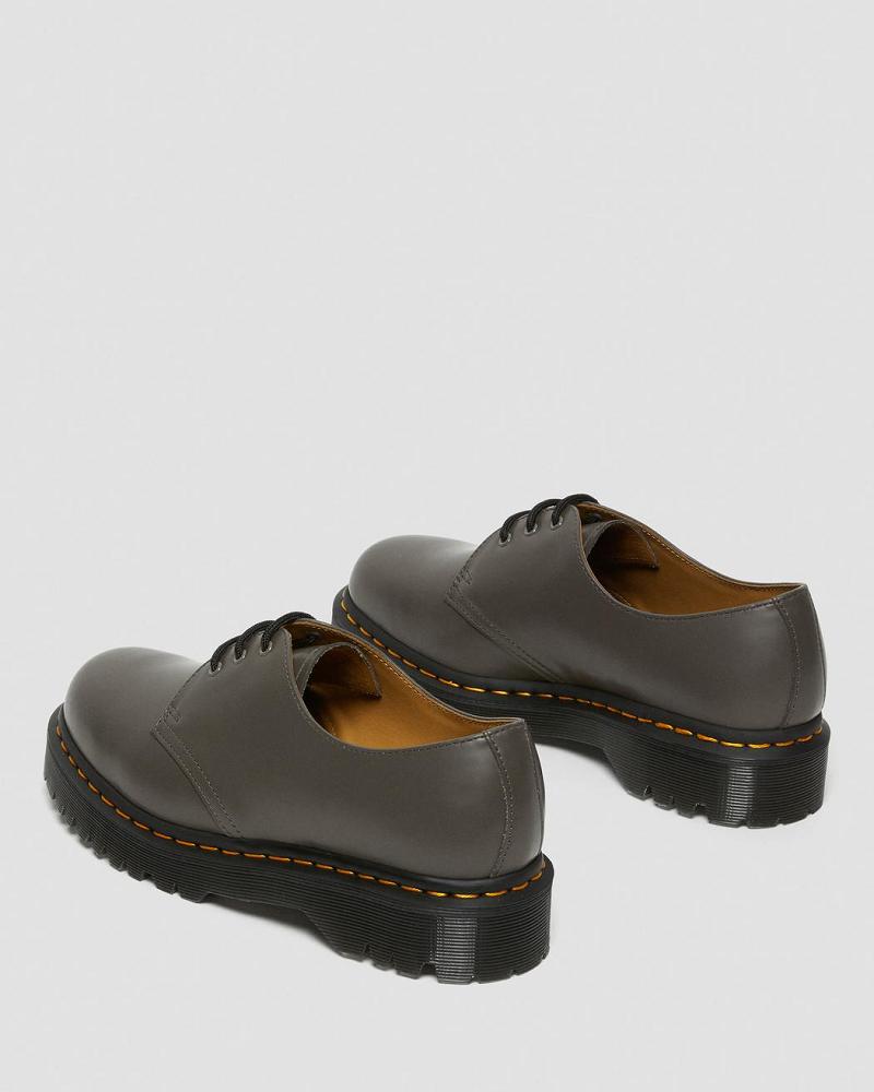 Khaki / Grey Women's Dr Martens 1461 Bex Smooth Leather Oxfords Shoes | CA 341PJJ